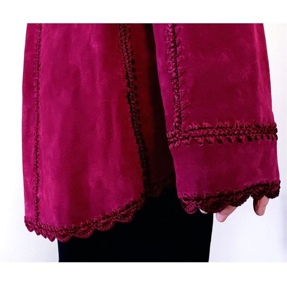Rare Find: Genuine Red Wine/Purple Suede Jacket by BETH TERRELL, Size M - Picture 11 of 16